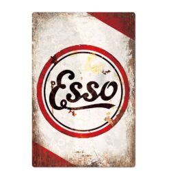 vintage esso red black metal plate