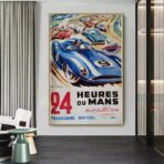 24 hour du mans vintage poster