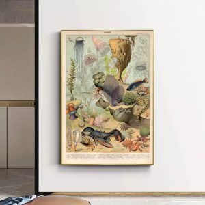 poster marine animals ocean vintage
