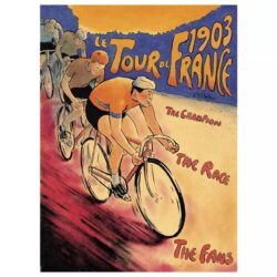 poster arrival of the tour de france vintage