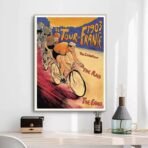 poster arrival of the tour de france vintage
