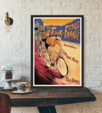 poster arrival of the tour de france vintage