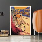 poster arrival of the tour de france vintage