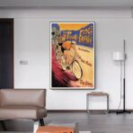 poster arrival of the tour de france vintage