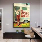 vintage caravan poster with pin up