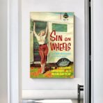 vintage caravan poster with pin up