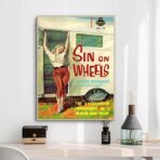 vintage caravan poster with pin up