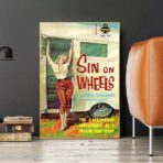 vintage caravan poster with pin up