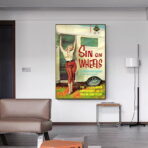 vintage caravan poster with pin up