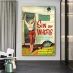 vintage caravan poster with pin up