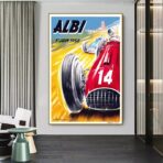 vintage car racing poster