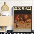 vintage lion circus poster