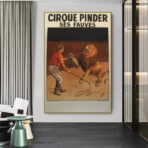 vintage lion circus poster