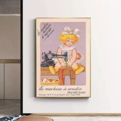 vintage child sewing poster