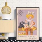 vintage child sewing poster