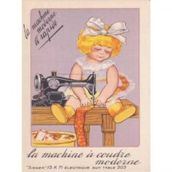 vintage child sewing poster
