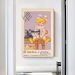 vintage child sewing poster