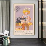 vintage child sewing poster