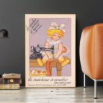 vintage child sewing poster
