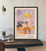 vintage child sewing poster