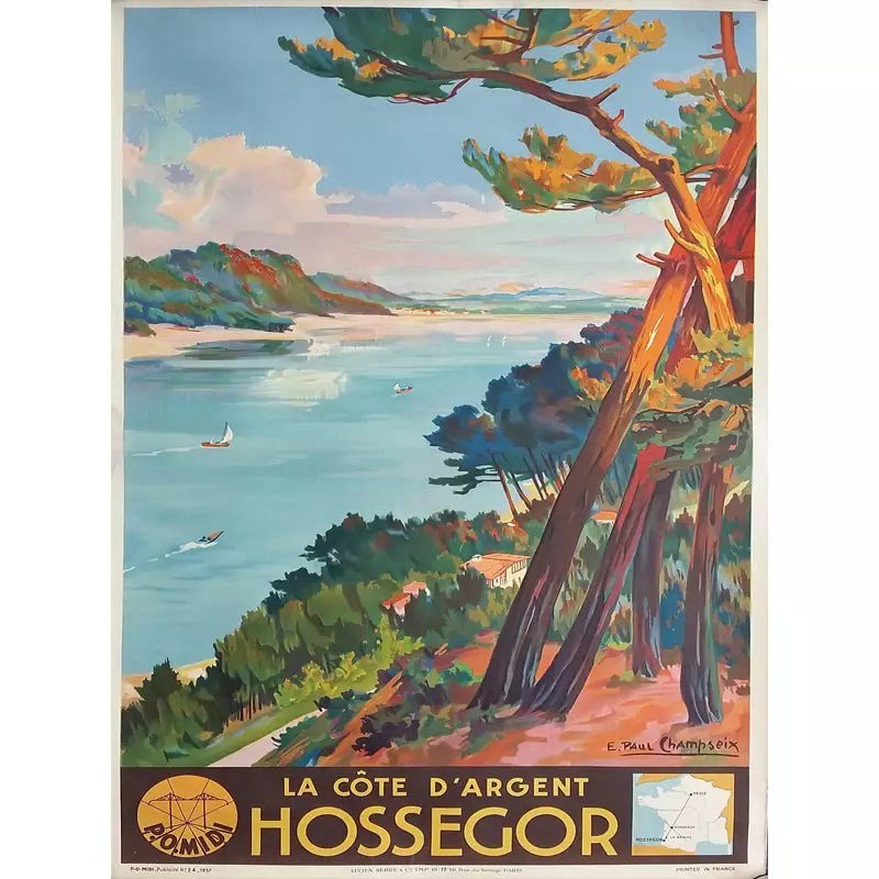 poster hossegor vintage poster hossegor vintage