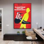 displays the tall blond with a black shoe