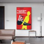 displays the tall blond with a black shoe