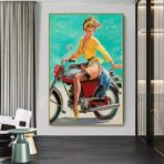 pin up motorcycle poster