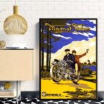 vintage motorcycle advertising poster