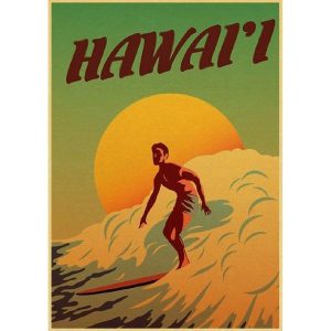 surf poster hawaii