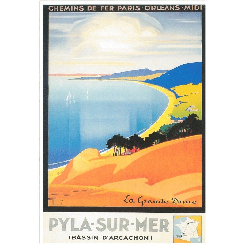 vintage poster dune du pyla vintage poster dune du pyla