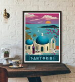 vintage poster santorini