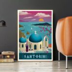 vintage poster santorini