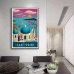 vintage poster santorini
