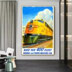 vintage train poster