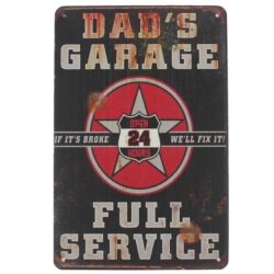 vintage metal sign dads garage fs