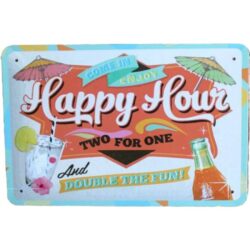 vintage metal sign happy hour