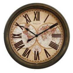 clock with world map