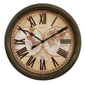 clock with world map