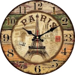 clock with eiffel tower