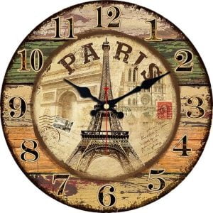 clock with eiffel tower