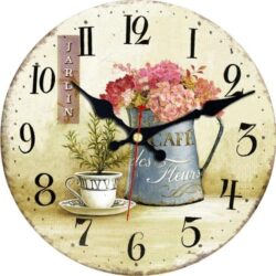 wall clock with flowers