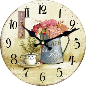 wall clock with flowers