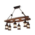 industrial chandelier wood and iron