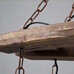 industrial chandelier wood and iron