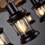 industrial chandelier wood and iron
