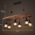 industrial chandelier wood and iron