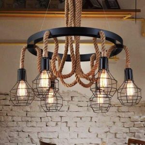 industrial rope chandelier