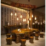 industrial wood chandelier