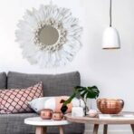 feather round mirror